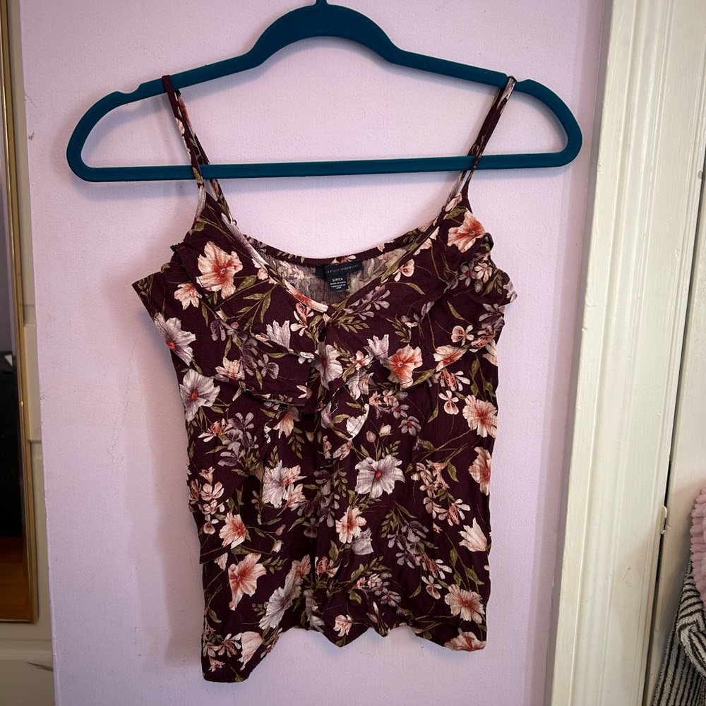 American Eagle Outfitters Floral Camisole - Burgundy and Pink
